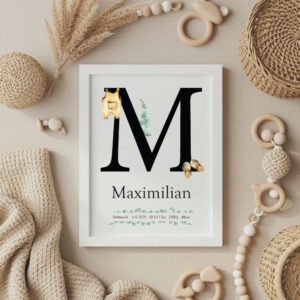 Geburtsdaten Poster, personalisiertes Poster Baby Poster Geschenk zur Geburt personalisiertes Babygeschenk Kinderzimmer Deko Poster mit Namen Geburtsanzeige Poster Baby Geschenkidee Geburtstagsgeschenk Baby, personalisiertes Geburtsdaten Poster für Neugeborene individuelles Baby Poster mit Name, Geburtsdatum und Uhrzeit, Babyzimmer Dekoration Poster mit Geburtsdaten